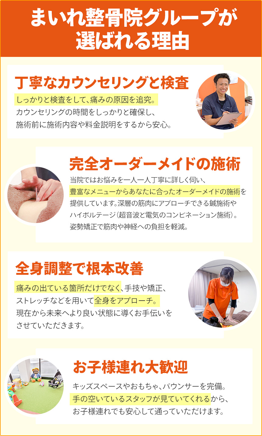 まいれ整骨院グループが選ばれる理由